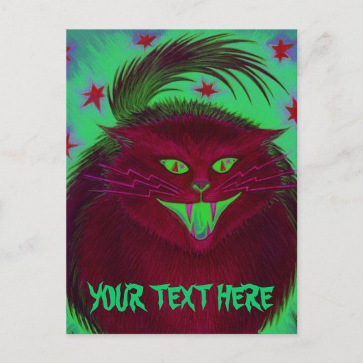 Scary Cat Red "Jouw tekst" briefkaart (Voorkant)