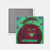 Scary Cat Red 'MEEEOOWW!' koelkast magnet (Voorkant / Achterkant)