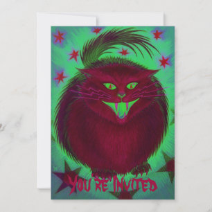 Scary Cat red 'You're Uitnodigd'-uitnodiging Kaart