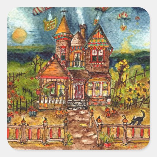 Scary Cat Vierkante Sticker (Voorkant)