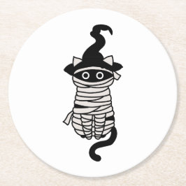 Scary cat wrapped ronde kartonnen onderzetter