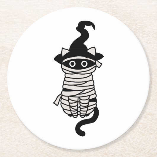 Scary cat wrapped ronde kartonnen onderzetter (Voorkant)