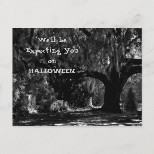 Scary Cemetery Halloween Invitation Briefkaart 2 (Voorkant)