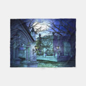 Scary Cemetery met Graveyard en Tombs Fleece Deken (Voorkant (Horizontaal))