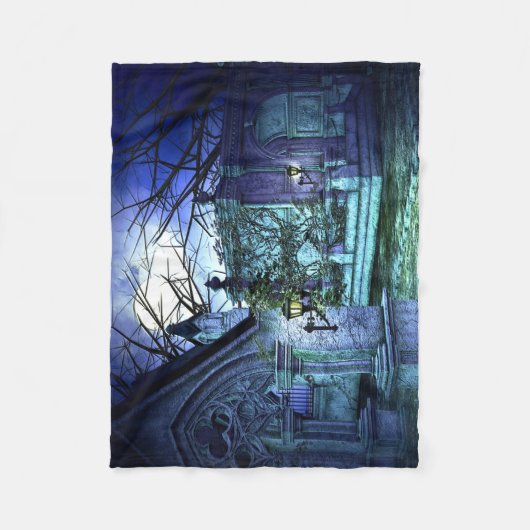 Scary Cemetery met Graveyard en Tombs Fleece Deken (Voorkant)