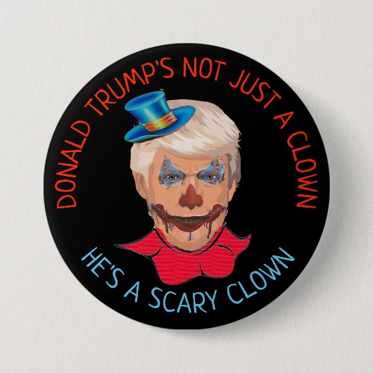 Scary Clown Anti Donald Trump Button (Voorkant)