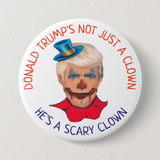 Scary Clown Anti Donald Trump Button (Voorkant)