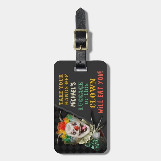 Scary Clown Creepy Circus Halloween Funny Custom Bagagelabel (Voorkant verticaal)