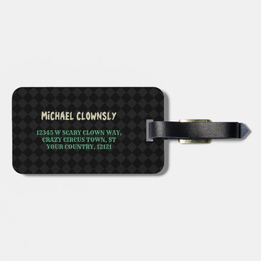 Scary Clown Creepy Circus Halloween Funny Custom Bagagelabel (Achterkant horizontaal)