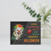 Scary Clown Creepy Circus Halloween Funny Joke Briefkaart (Staand voorkant)