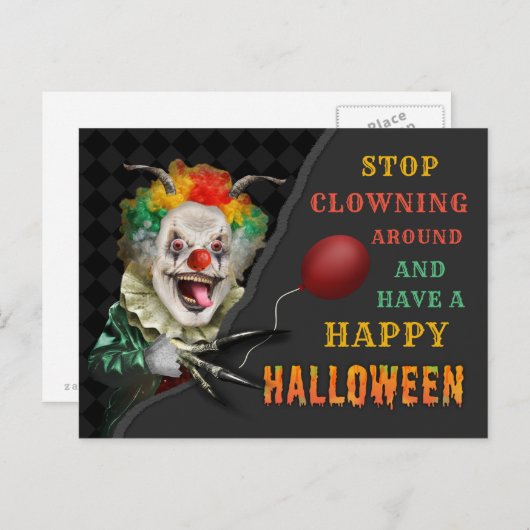 Scary Clown Creepy Circus Halloween Funny Joke Briefkaart (Voorkant / Achterkant)