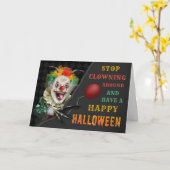 Scary Clown Creepy Circus Halloween Funny Joke Kaart (Gele Bloem)