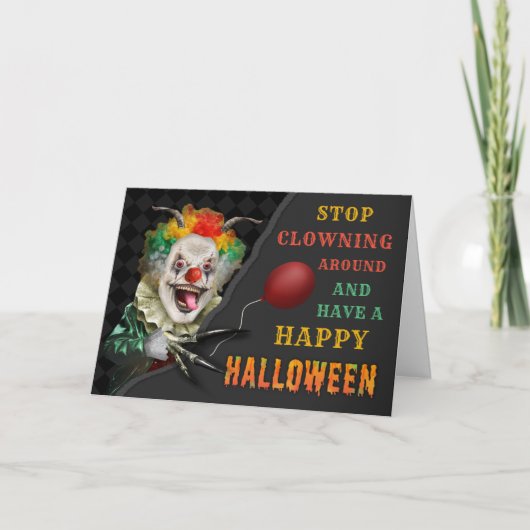 Scary Clown Creepy Circus Halloween Funny Joke Kaart (Voorkant)