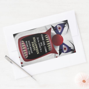 Scary Clown Halloween Party Carnival Circus Horror Rechthoekige Sticker