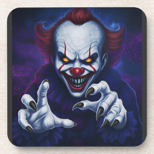 Scary Clown Hard Plastic Coaster Bier Onderzetter (Voorkant)
