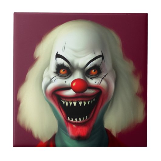 scary clown horror portrait ugly monster Halloween Tegeltje (Voorkant)