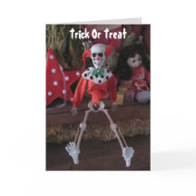 Scary Clown Skeleton Doll Halloween-kaart