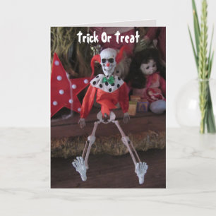 Scary Clown Skeleton Doll Halloween-kaart Feestdagen Kaart