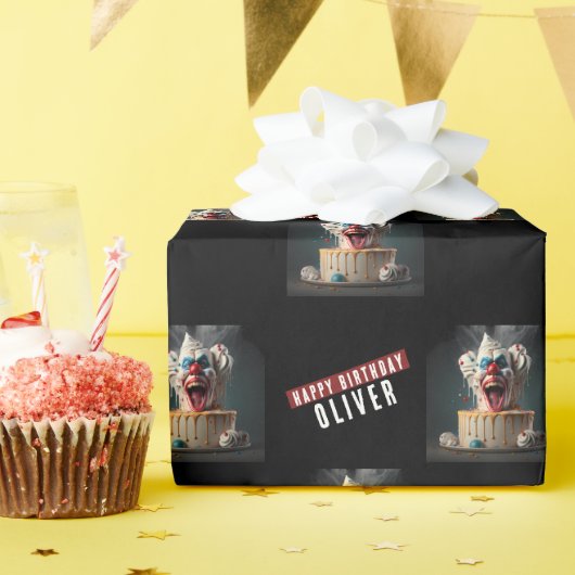 Scary clown thema Verjaardag Cadeaupapier (Verjaardagsfeest)