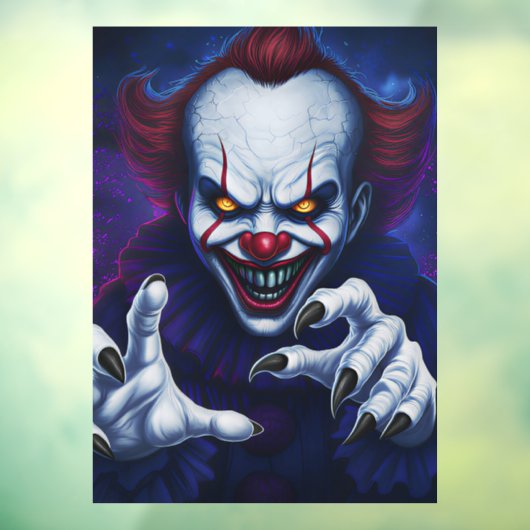 Scary Clown Window Cling Raamsticker (Vel 3)