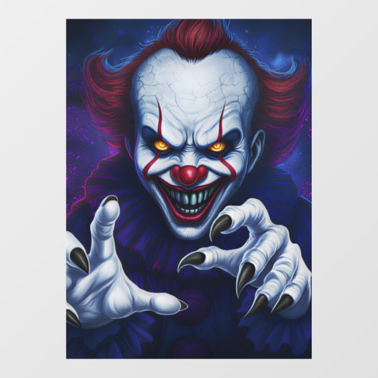 Scary Clown Window Cling Raamsticker (Vel)