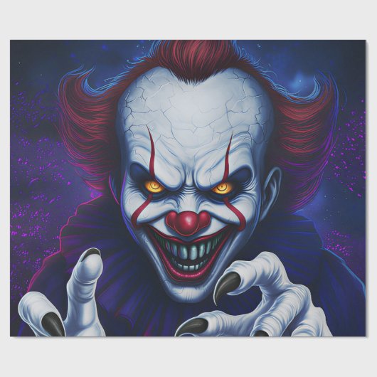 Scary Clown Wrapping Paper Cadeaupapier (Vlak)