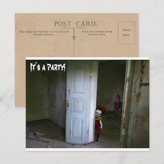 Scary Clowns Invitation Briefkaart (Voorkant / Achterkant)