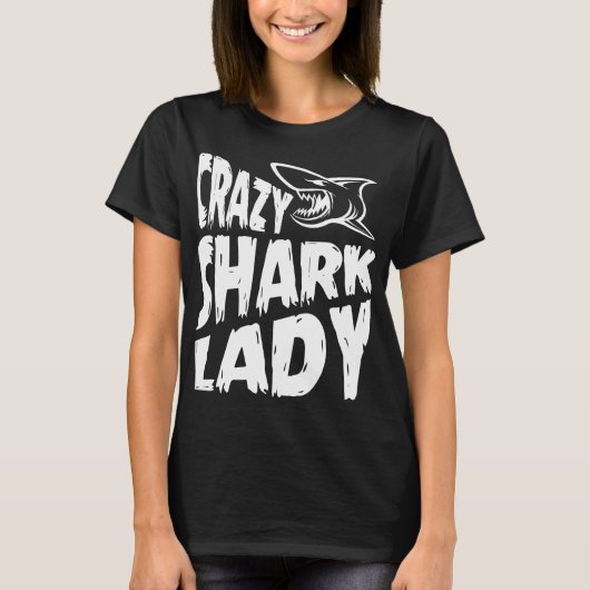 Scary Crazy Shark Lady T-Shirt (Voorkant)