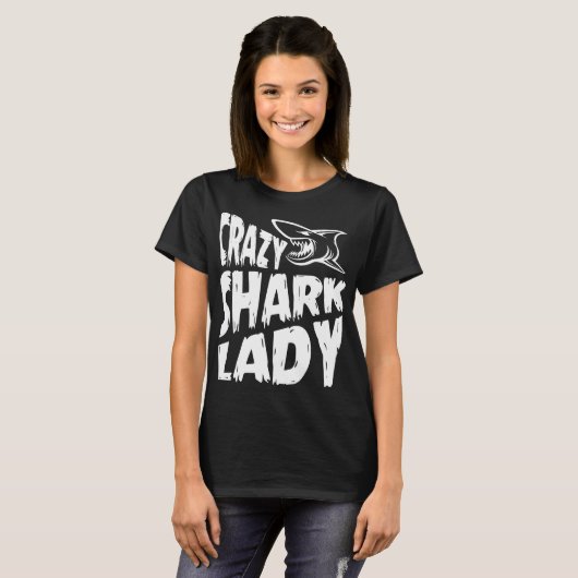 Scary Crazy Shark Lady T-Shirt (Voorkant volledig)