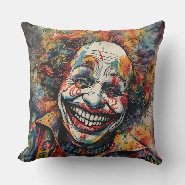 Scary Creepy Clown Kussen (Voorkant)