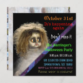 Scary Creepy Doll Halloween Semi Gloss Invitation Kaart (Voorkant / Achterkant)