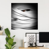 Scary Creepy One Eyed Halloween Mummy Poster (Thuiskantoor)