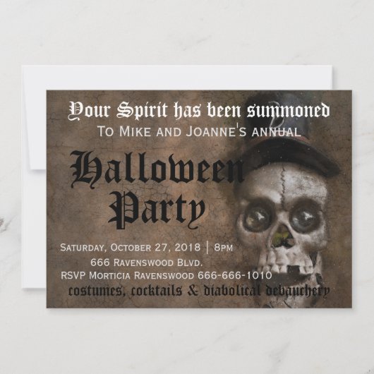 Scary Creepy Spooky Skull met Pet Halloween Kaart (Voorkant)