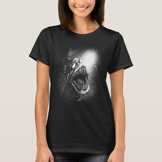 Scary creepy spooky underwater fish sea deep t-shirt (Voorkant)