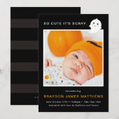 Scary Cute Halloween Birth Announcement Feestdagenkaart (Voorkant / Achterkant)