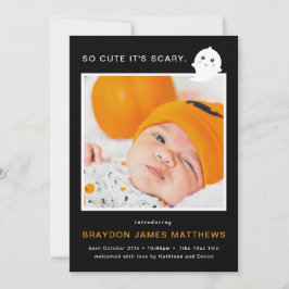 Scary Cute Halloween Birth Announcement Feestdagenkaart
