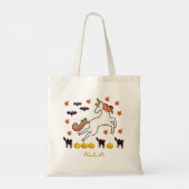 Scary Cute Halloween Unicorn Pumpkins Cats Name Tote Bag (Achterkant)