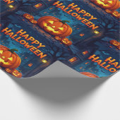Scary Cute Pumpkins, Ghosts & Spider Web Design Cadeaupapier (Hoek)