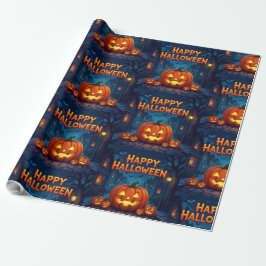 Scary Cute Pumpkins, Ghosts & Spider Web Design Cadeaupapier