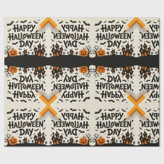 Scary Cute Pumpkins, Ghosts & Spider Web Design Cadeaupapier (Vlak)