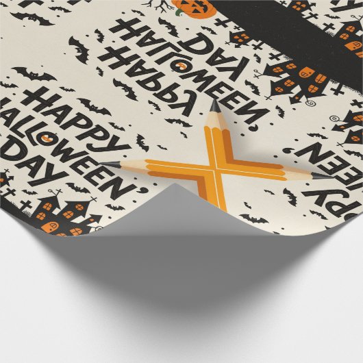 Scary Cute Pumpkins, Ghosts & Spider Web Design Cadeaupapier (Hoek)