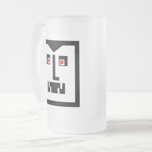 Scary Cyborg Vampire Bot - Gepersonaliseerd Matglas Bierpul (Voorkant links)