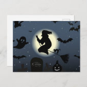 Scary Dark Halloween Night and Witch Feestdagenkaart (Voorkant / Achterkant)