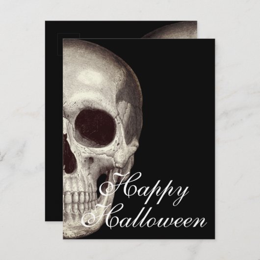 Scary Dead Skull Happy Halloween Briefkaart (Voorkant / Achterkant)