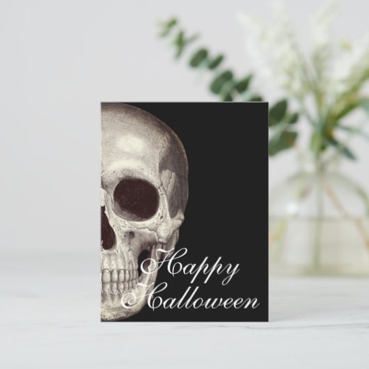 Scary Dead Skull Happy Halloween Briefkaart (Staand voorkant)