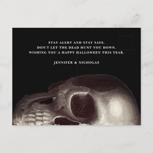 Scary Dead Skull Happy Halloween Briefkaart (Achterkant)
