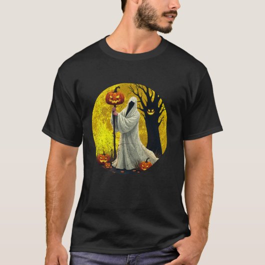 Scary Death Ghost Halloween Moon Jack beroemd gema T-shirt (Voorkant)