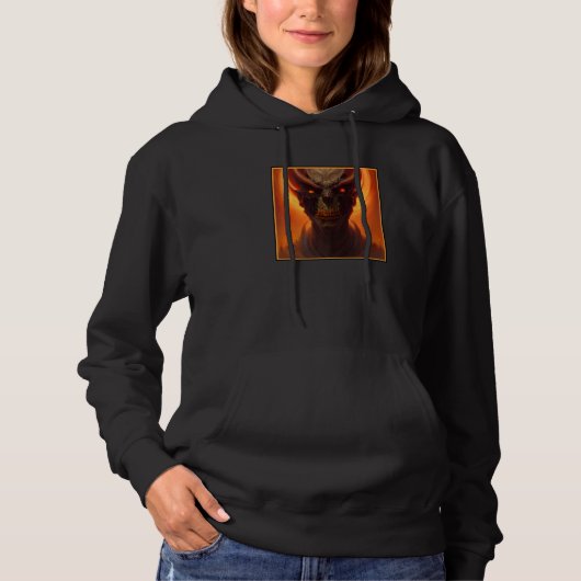 Scary Demonic Skull Horror Nightmare Unique Digita Hoodie (Voorkant)