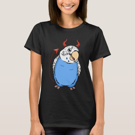 Scary Devil Costume Parrot I Blue Budgie Budgeriga T-shirt (Voorkant)