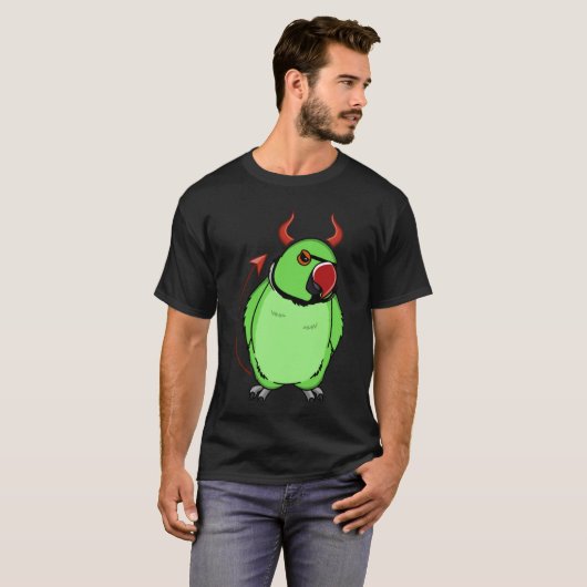 Scary Devil Costume Parrot I Green Indian Ringnek T-shirt (Voorkant volledig)